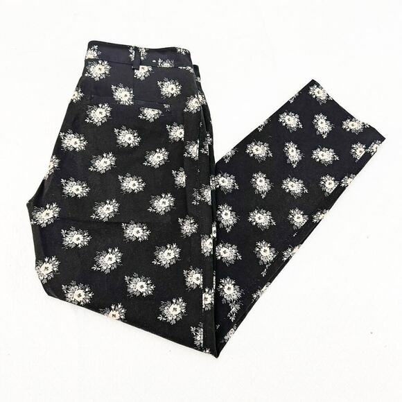 Club Monaco Black Printed Flower Patterned Straight Leg Slack Pants Size 28 - Picture 7 of 7